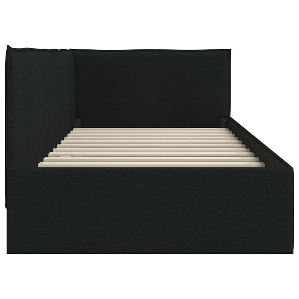 Kutni okvir kreveta s uzglavljem Crna 80 x 200 cm tkanina