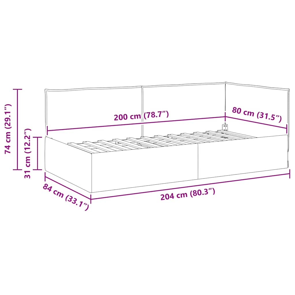 Kutni okvir kreveta s uzglavljem Plava 80 x 200 cm tkanina