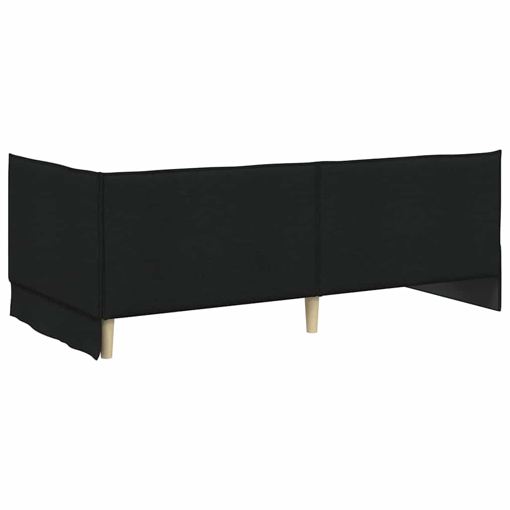 Kutni okvir kreveta s uzglavljem Crna 90 x 190 cm tkanina
