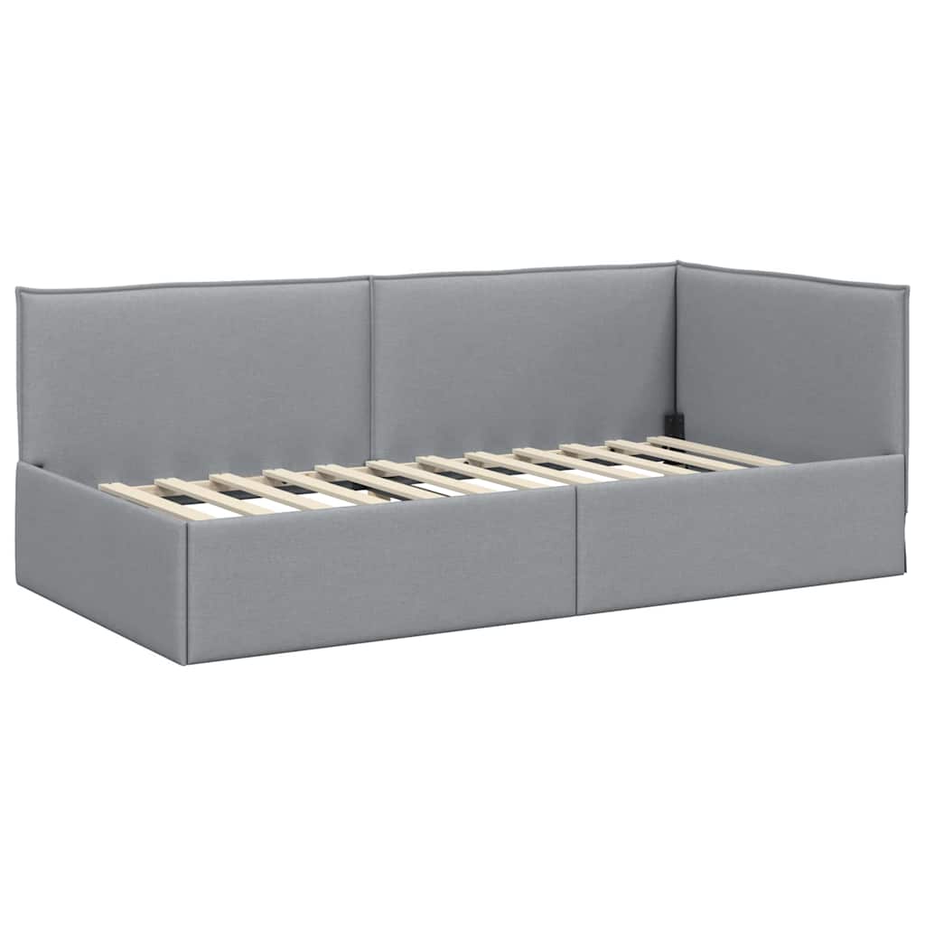 Kutni okvir kreveta Svijetlo siva 90 x 200 cm tkanina