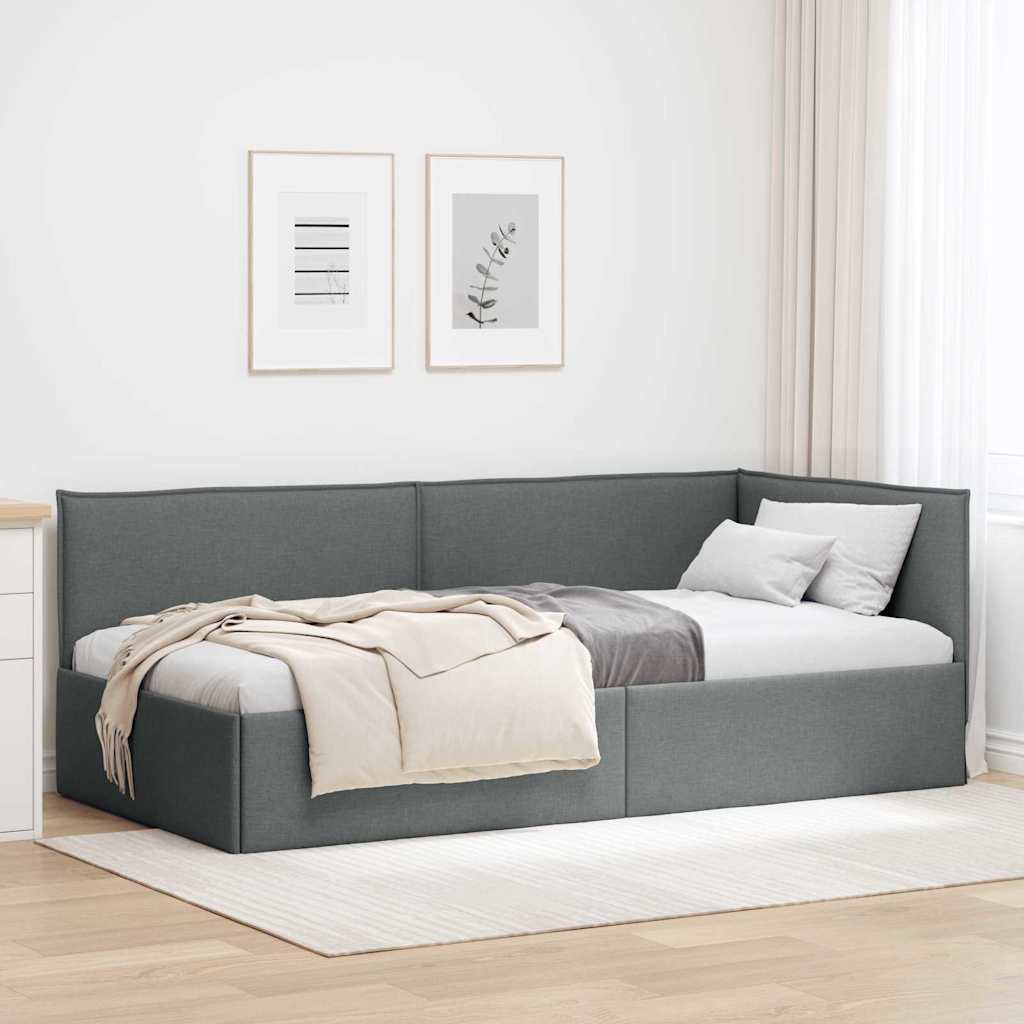 Kutni okvir kreveta Tamno siva 100 x 200 cm tkanina