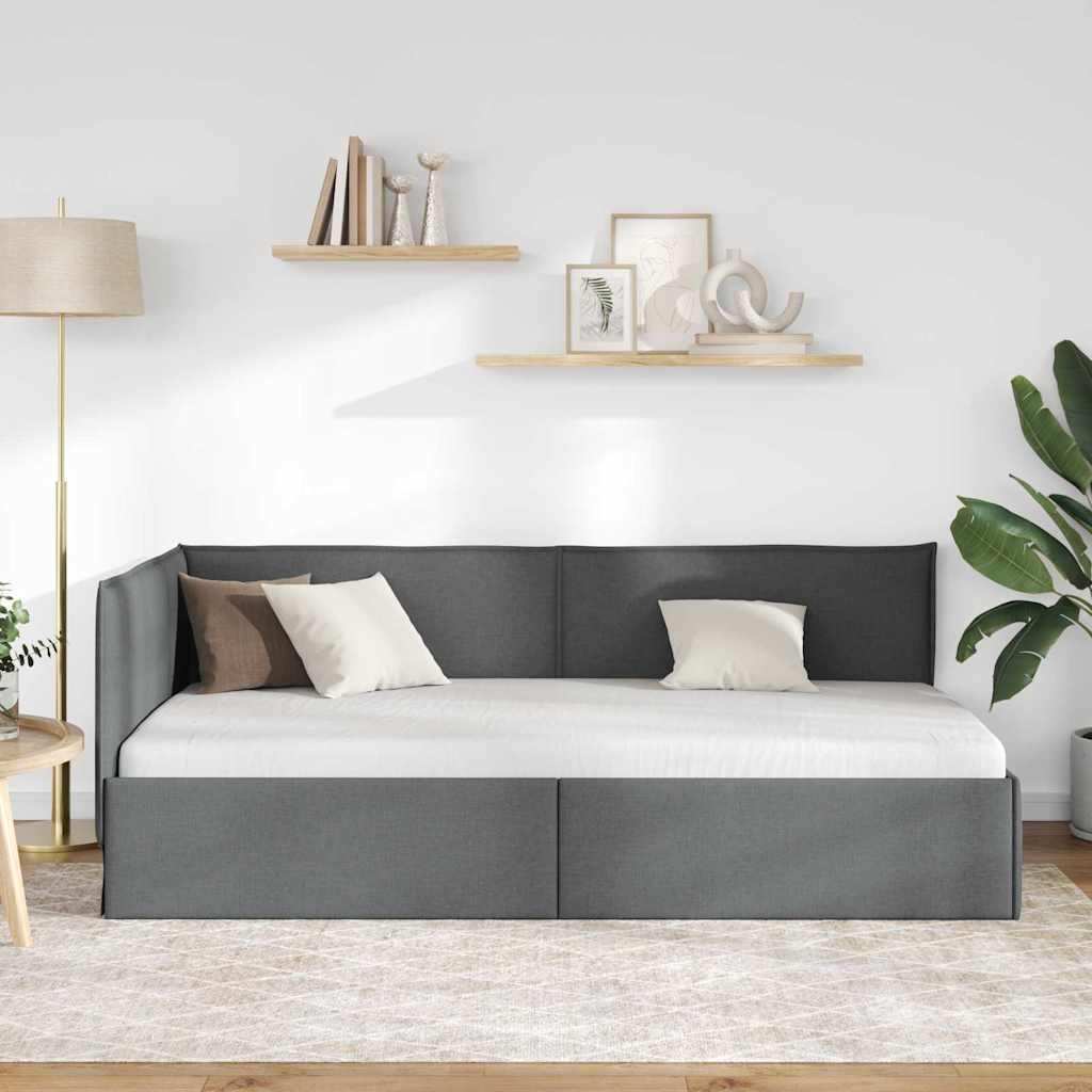 Kutni okvir kreveta Tamno siva 100 x 200 cm tkanina