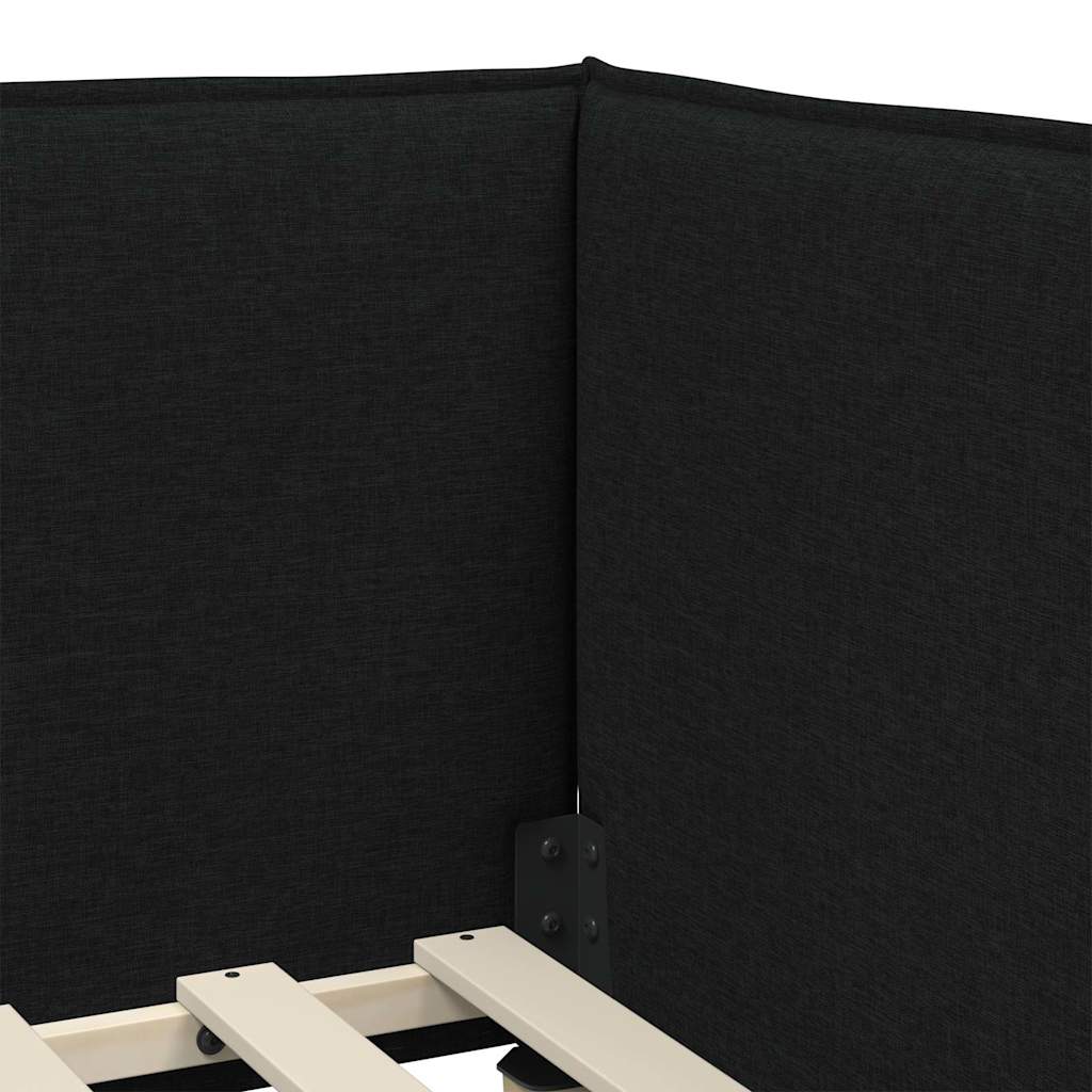 Kutni okvir kreveta s uzglavljem Crna 100 x 200 cm tkanina