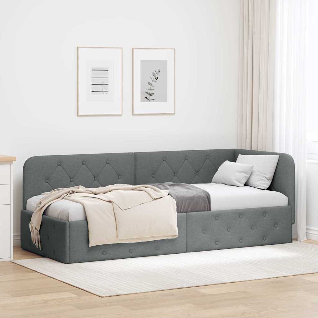 Kutni okvir kreveta Tamno siva 80 x 200 cm tkanina