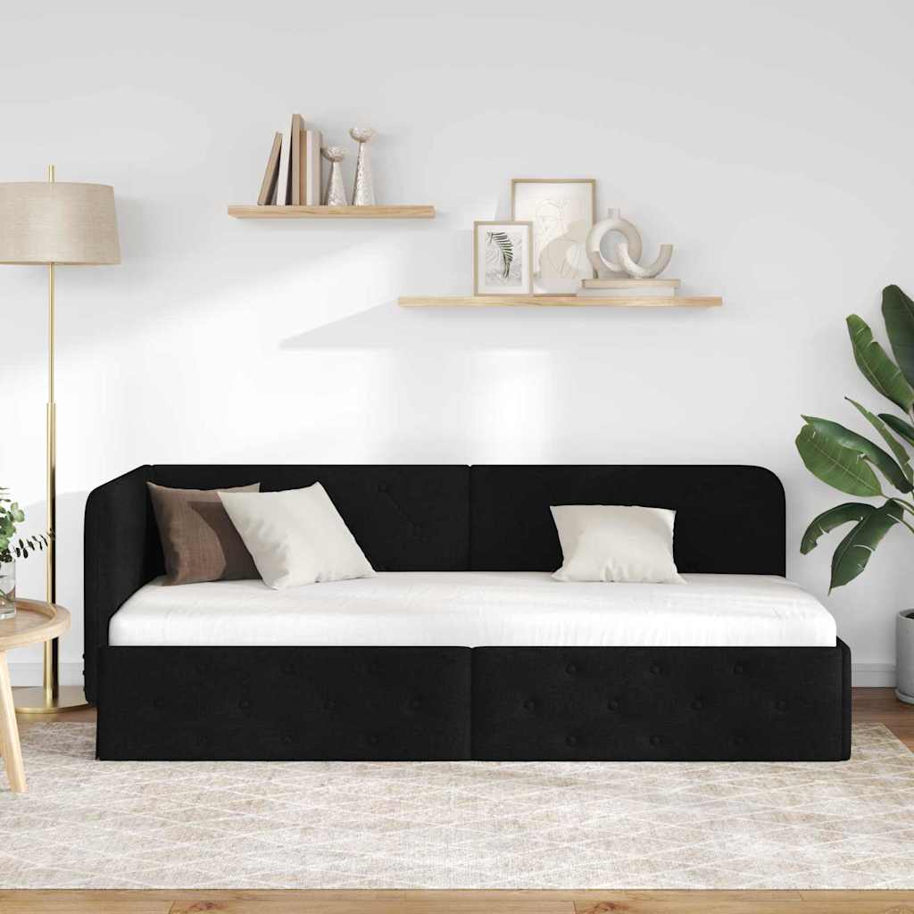Kutni okvir kreveta Crna 80 x 200 cm tkanina