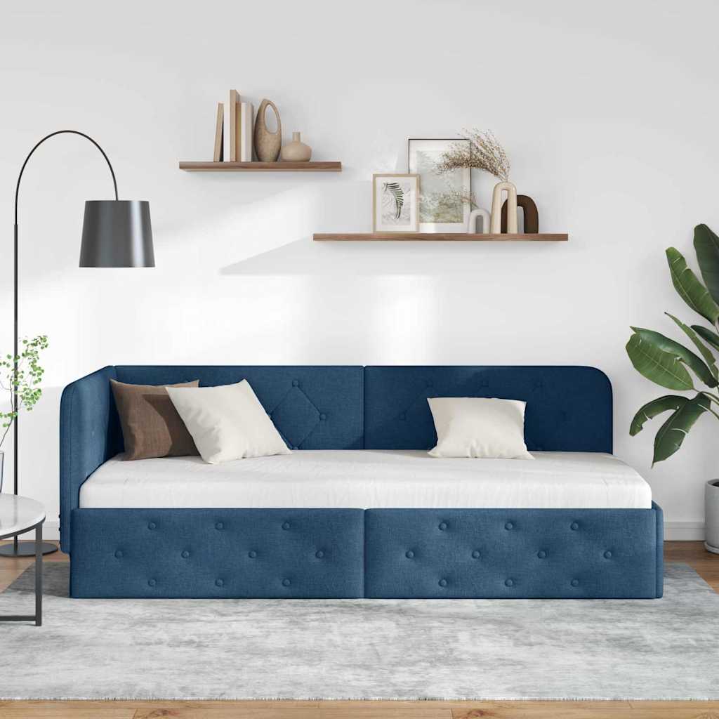 Kutni okvir kreveta Plava 80 x 200 cm tkanina