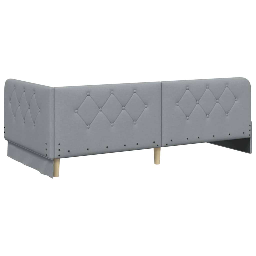 Kutni okvir kreveta Svijetlo siva 90 x 190 cm tkanina