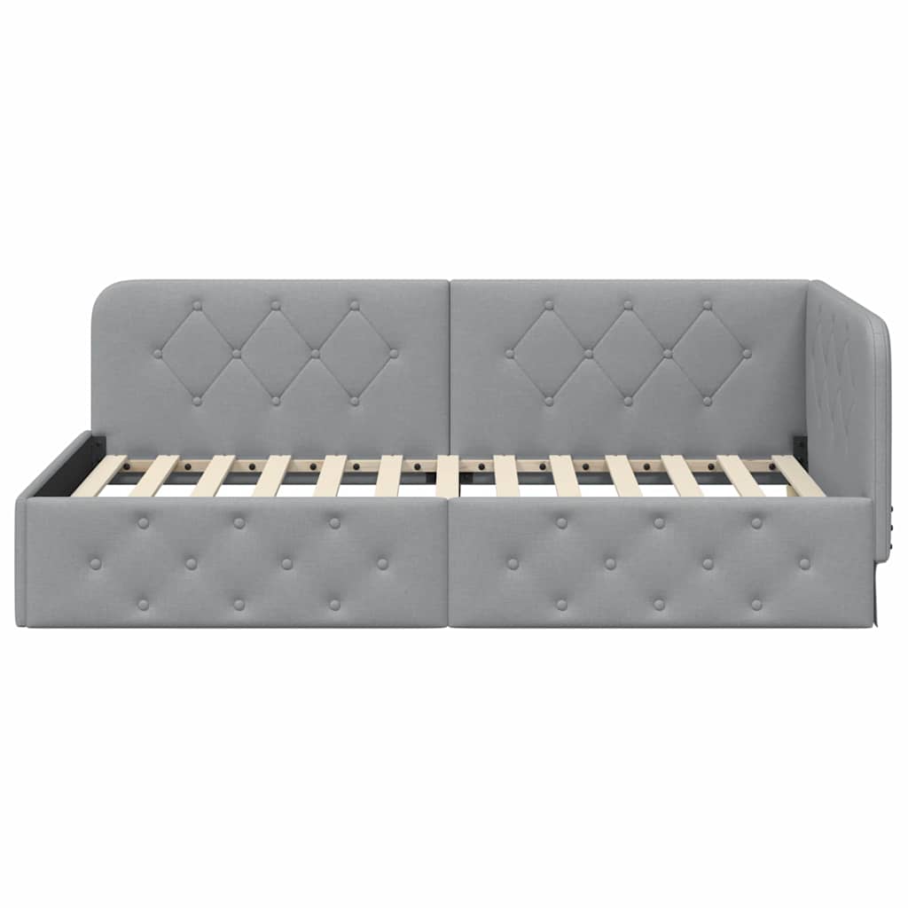 Kutni okvir kreveta Svijetlo siva 90 x 190 cm tkanina