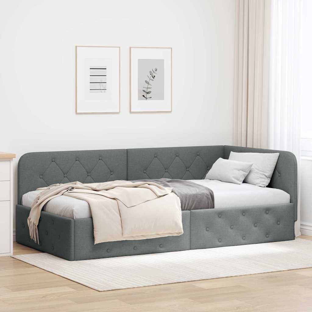 Kutni okvir kreveta Tamno siva 100 x 200 cm tkanina
