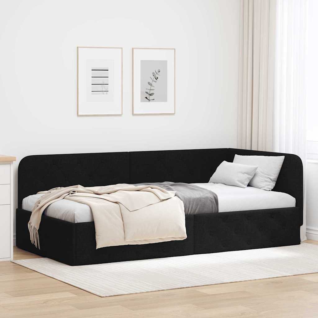 Kutni okvir kreveta Crna 100 x 200 cm tkanina