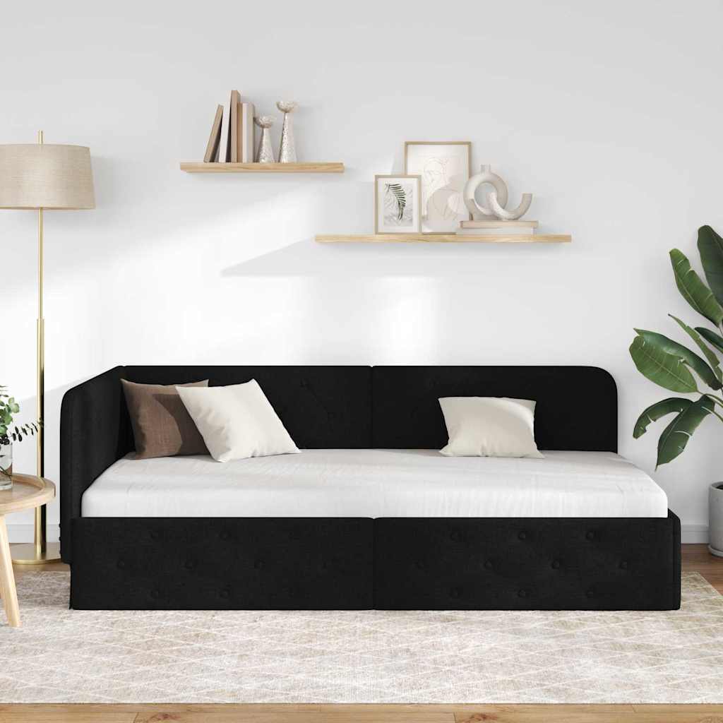 Kutni okvir kreveta Crna 100 x 200 cm tkanina