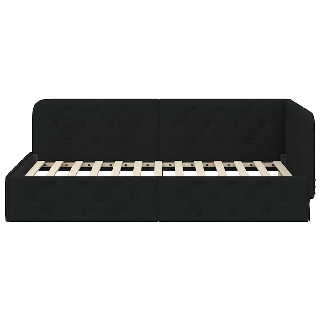 Kutni okvir kreveta Crna 100 x 200 cm tkanina
