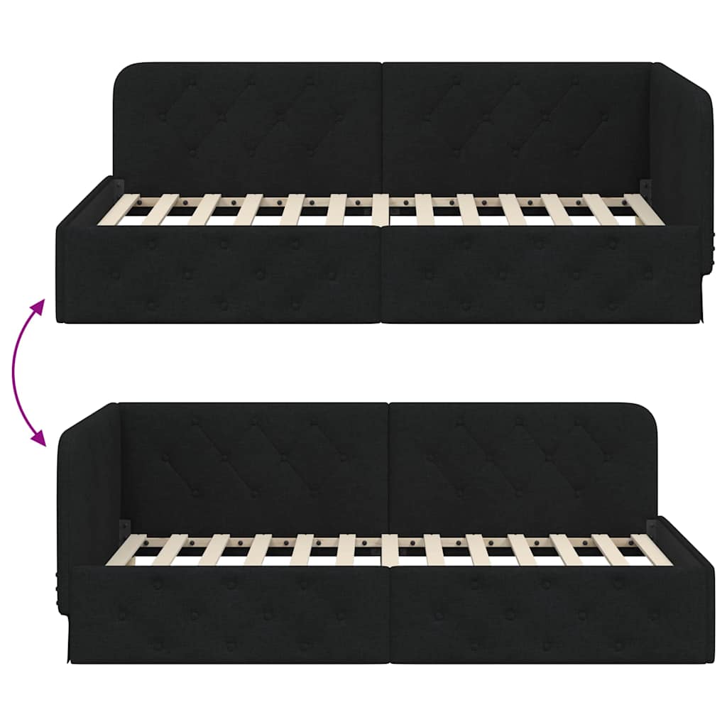 Kutni okvir kreveta Crna 100 x 200 cm tkanina