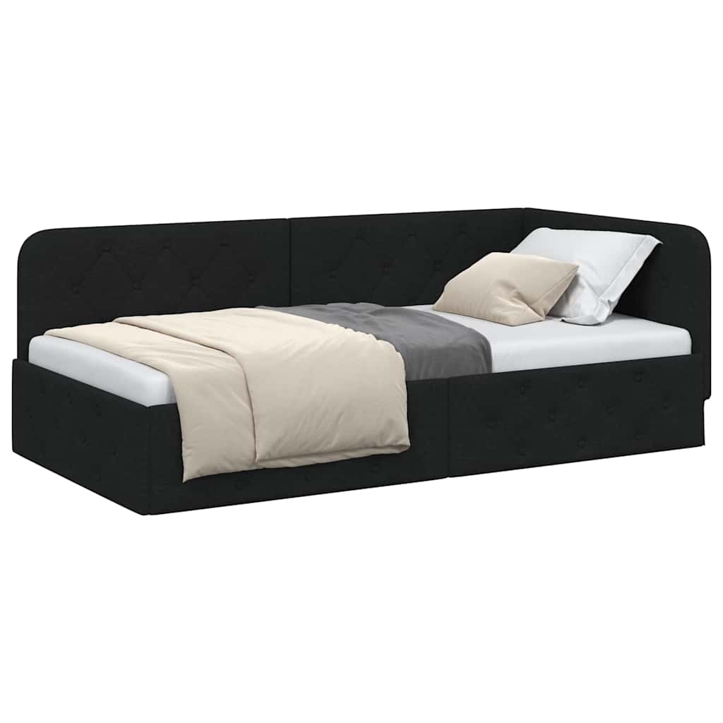 Kutni okvir kreveta Crna 100 x 200 cm tkanina