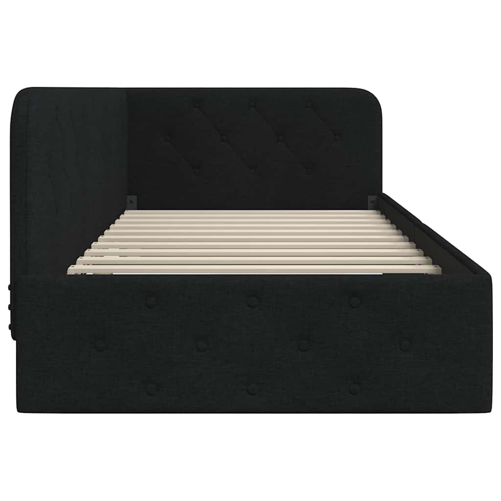 Kutni okvir kreveta Crna 100 x 200 cm tkanina