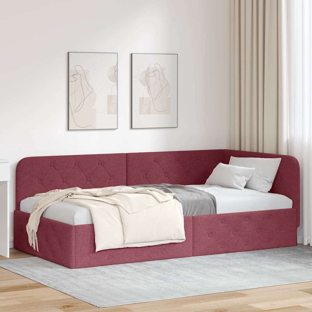 Kutni okvir kreveta Vinska crvena 100 x 200 cm tkanina
