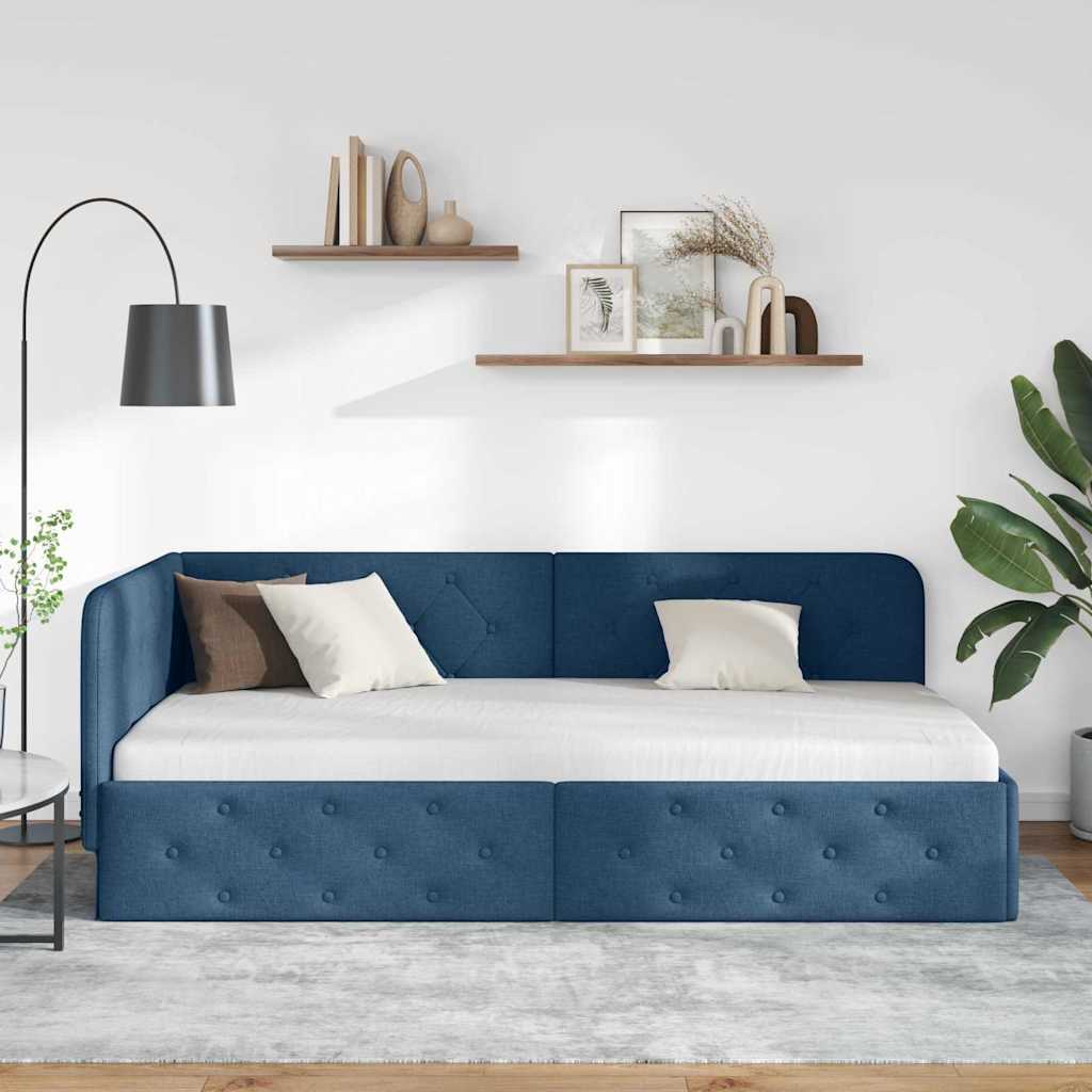 Kutni okvir kreveta Plava 100 x 200 cm tkanina