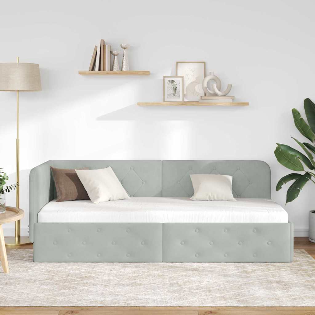 Kutni okvir kreveta Svijetlo siva 80 x 200 cm Baršun