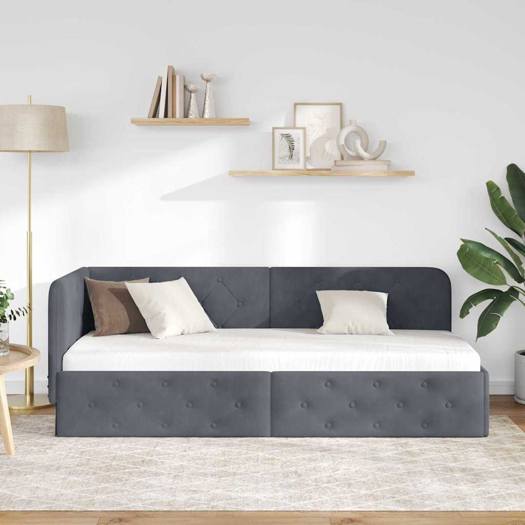 Kutni okvir kreveta Tamno siva 80 x 200 cm Baršun