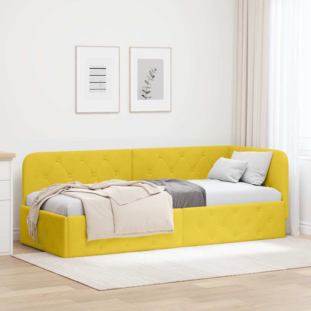 Kutni okvir kreveta Žuta 80 x 200 cm Baršun
