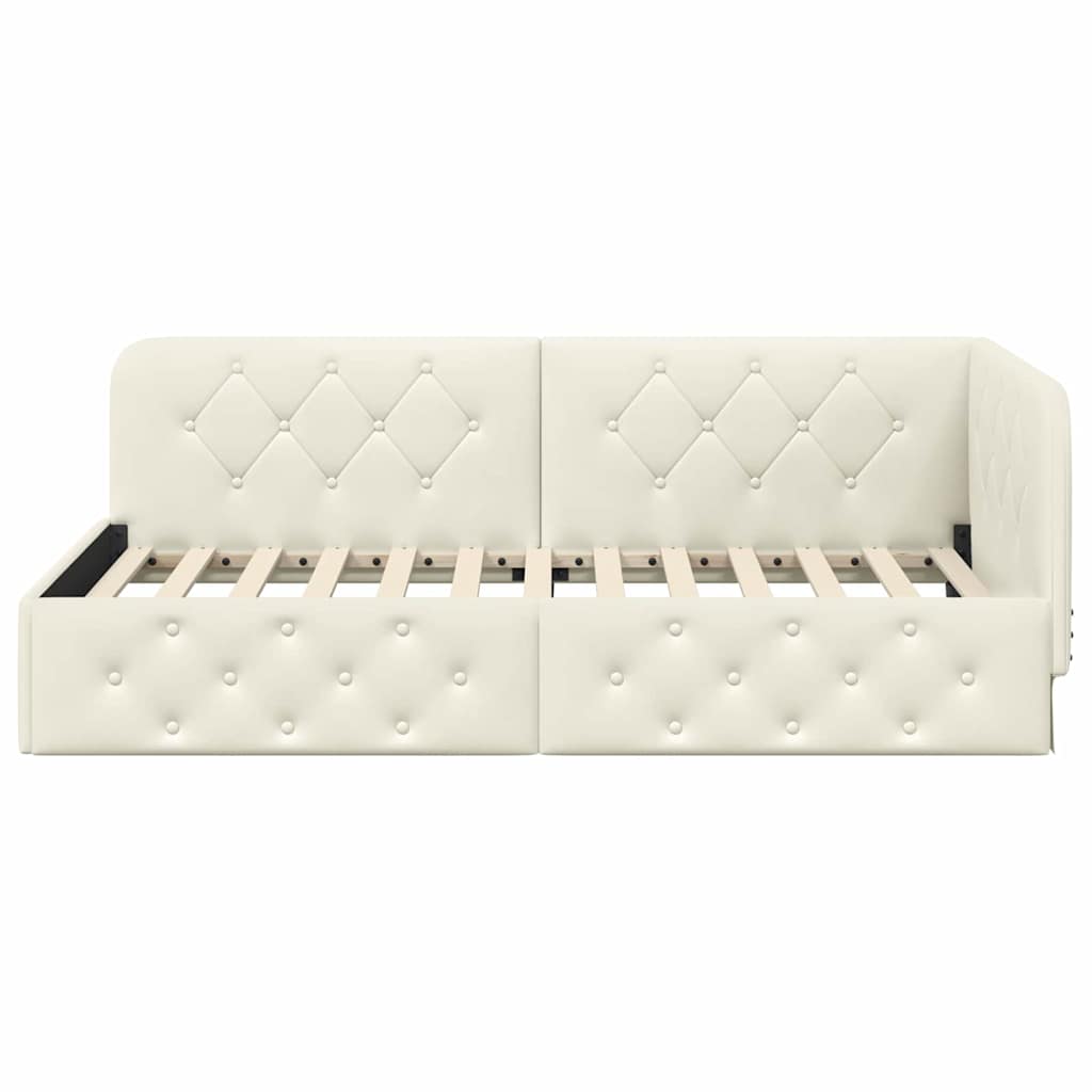 Kutni okvir kreveta Krema 90 x 190 cm Baršun