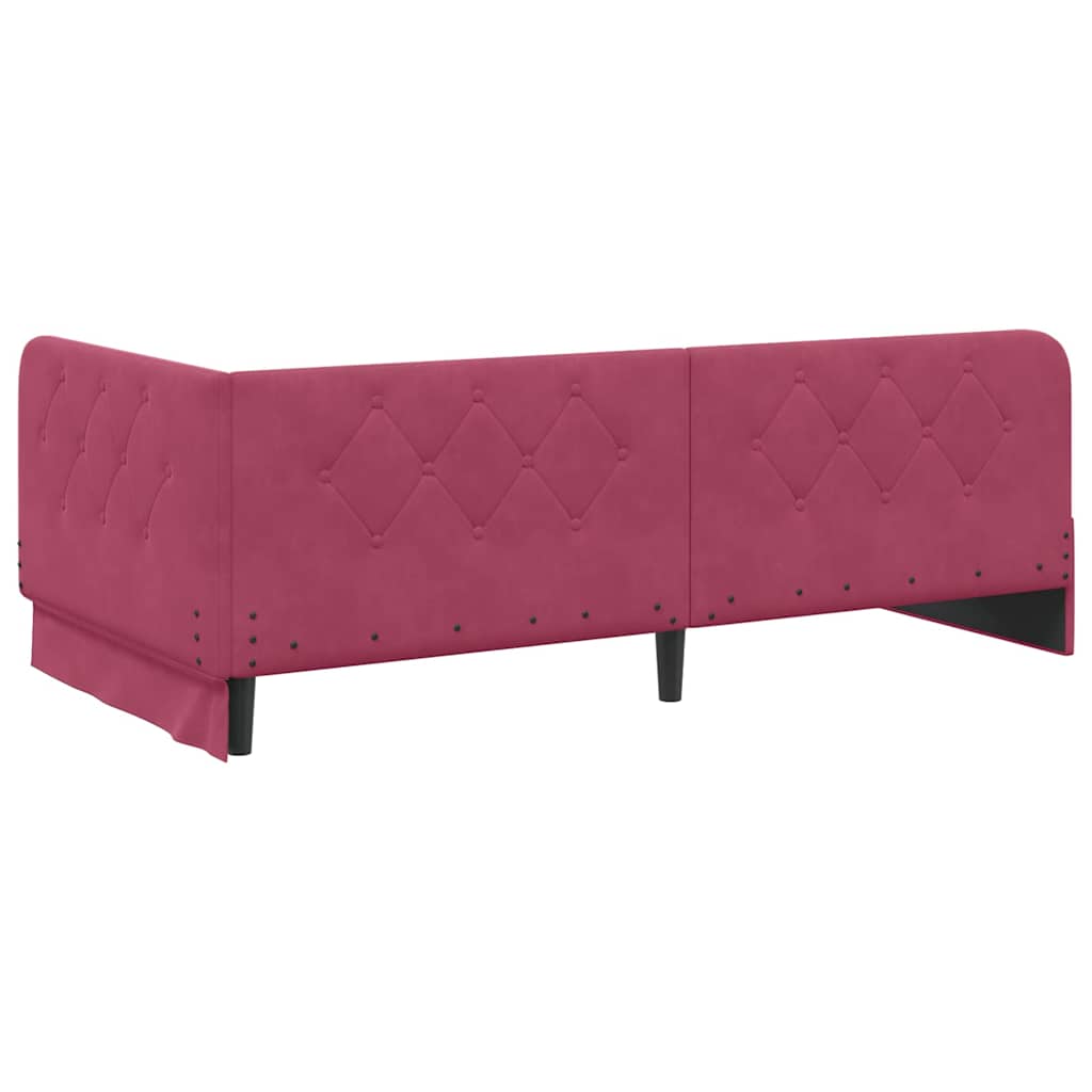 Kutni okvir kreveta Vinska crvena 100 x 200 cm Baršun