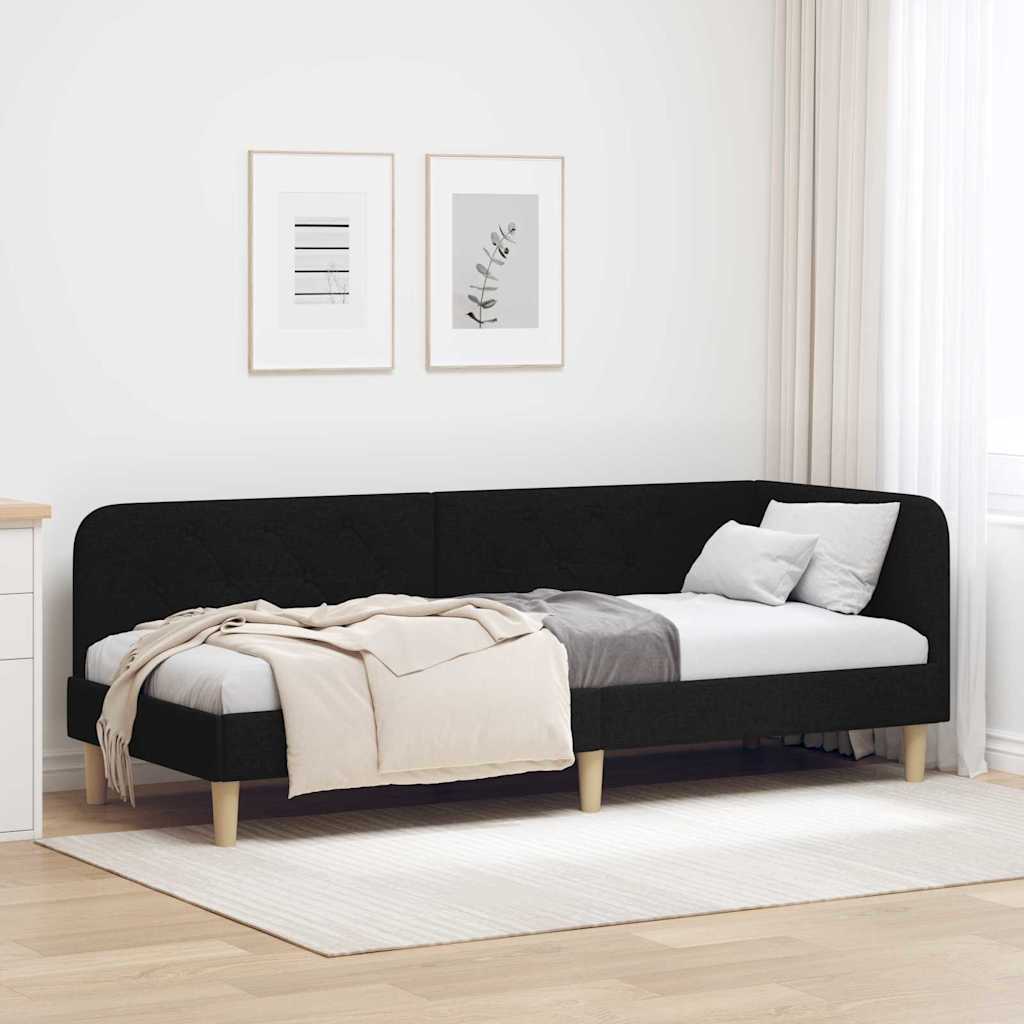 Kutni okvir kreveta Crna 80 x 200 cm tkanina