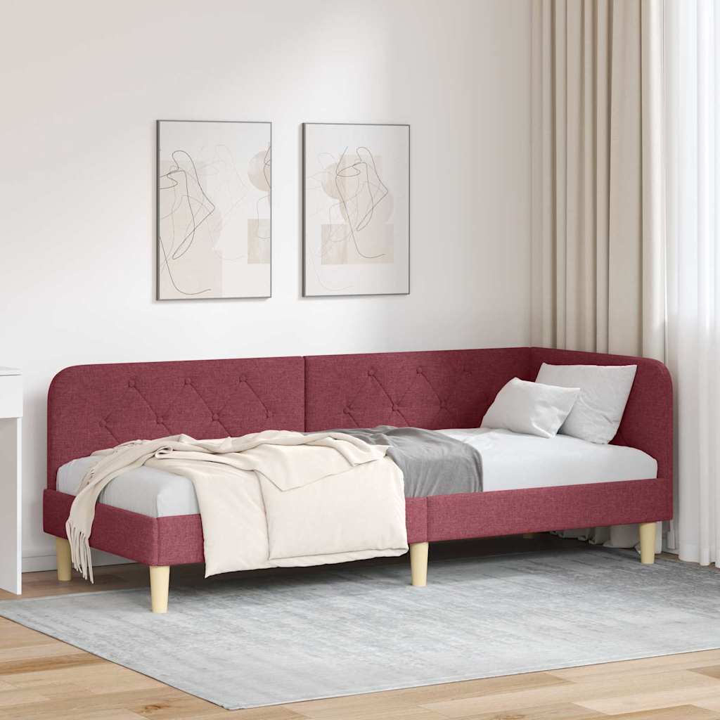 Kutni okvir kreveta Vinska crvena 80 x 200 cm tkanina