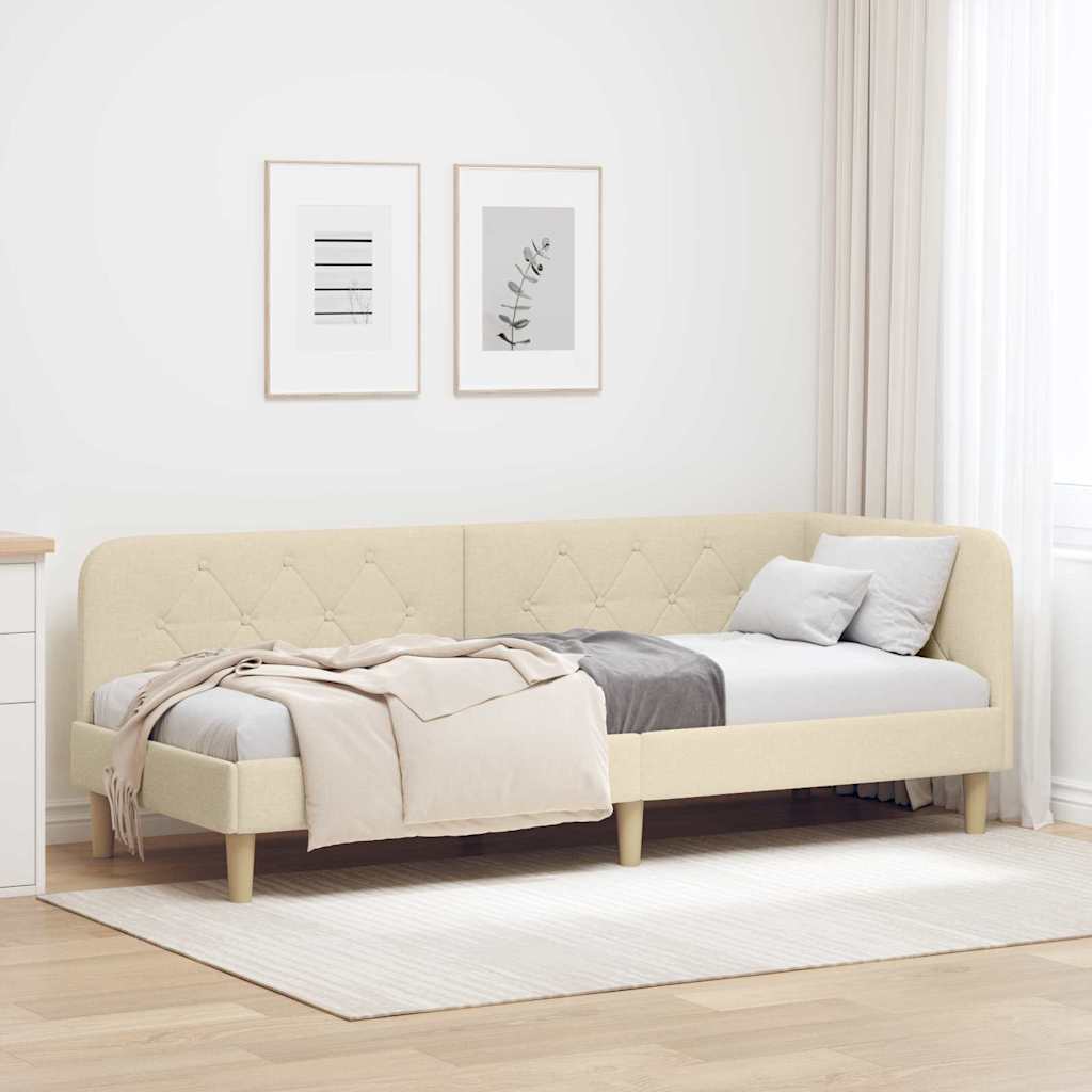 Kutni okvir kreveta Krema 80 x 200 cm tkanina