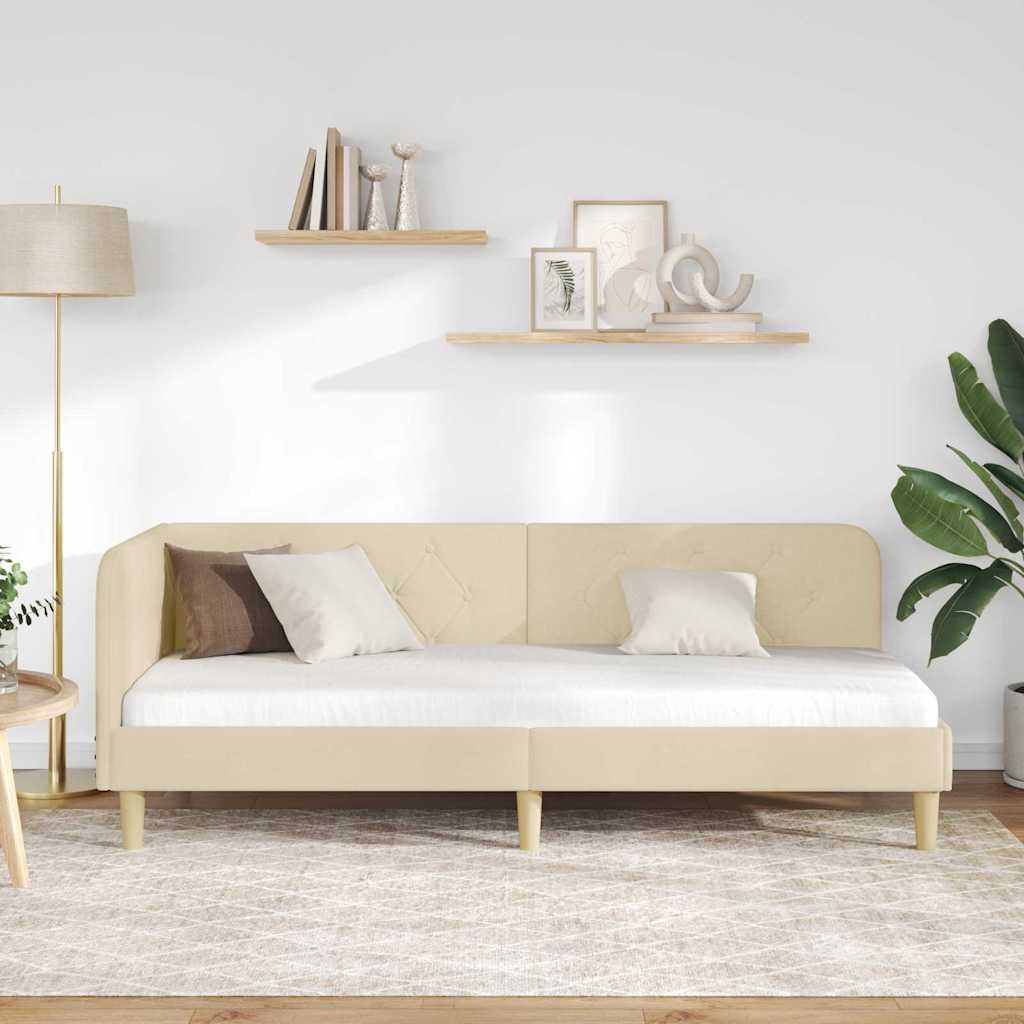 Kutni okvir kreveta Krema 80 x 200 cm tkanina