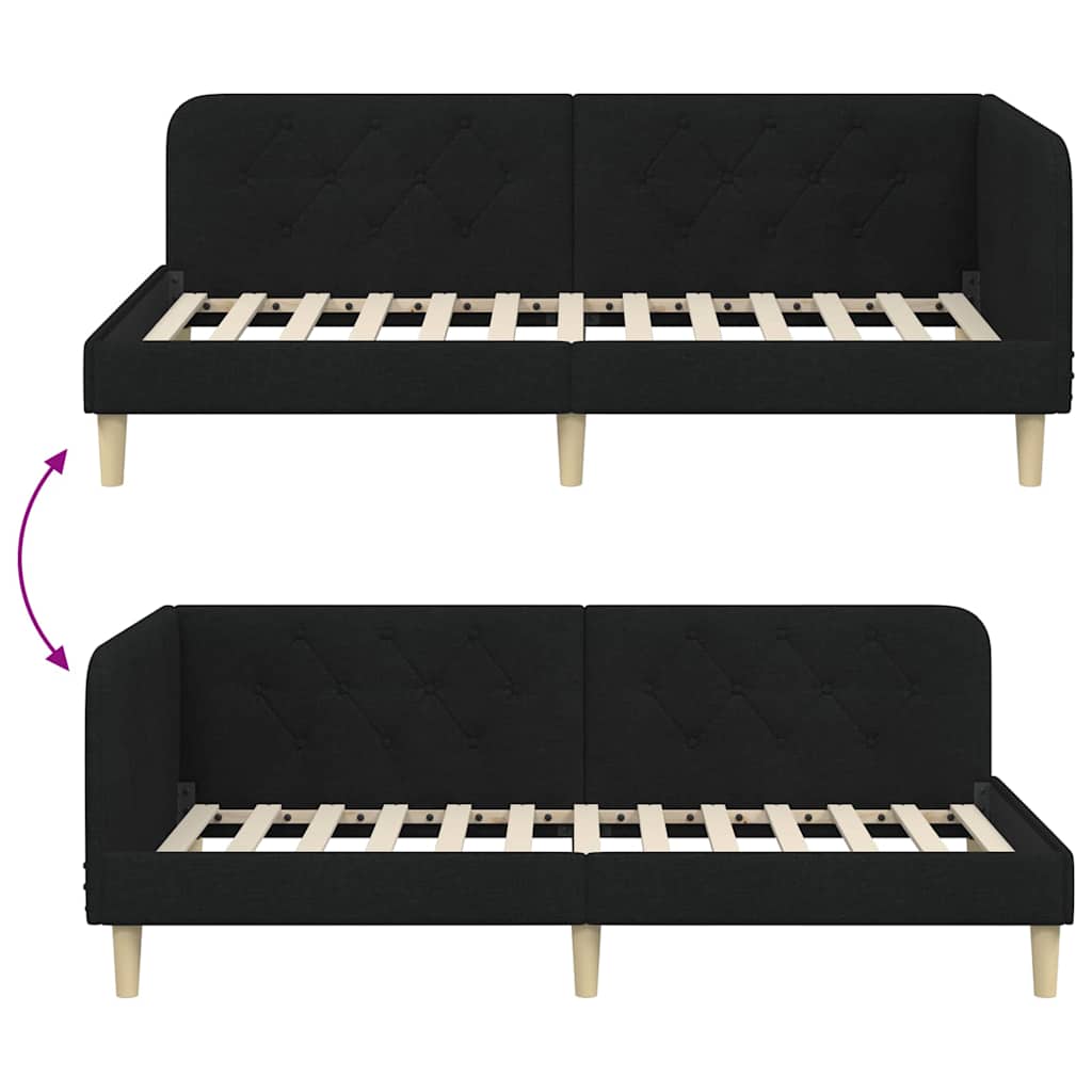Kutni okvir kreveta Crna 90 x 190 cm tkanina
