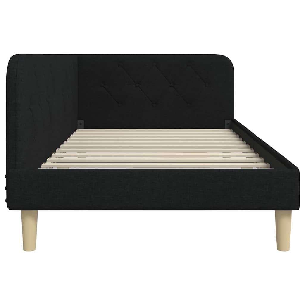 Kutni okvir kreveta Crna 90 x 190 cm tkanina