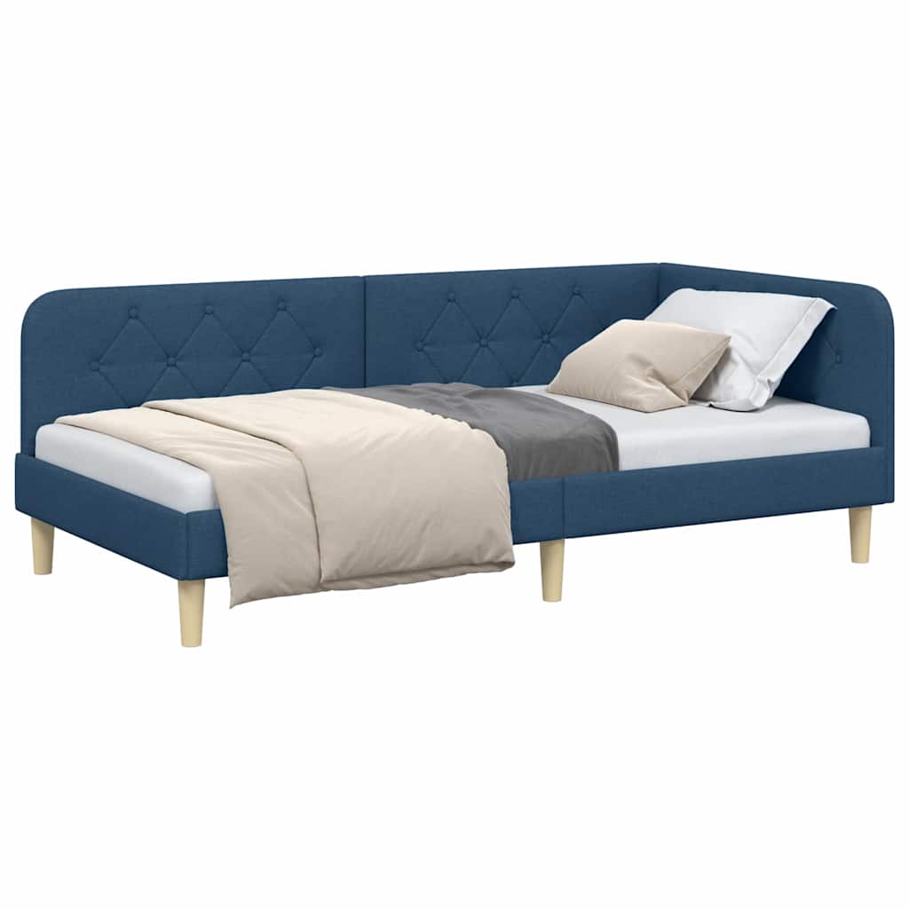 Kutni okvir kreveta Plava 90 x 190 cm tkanina