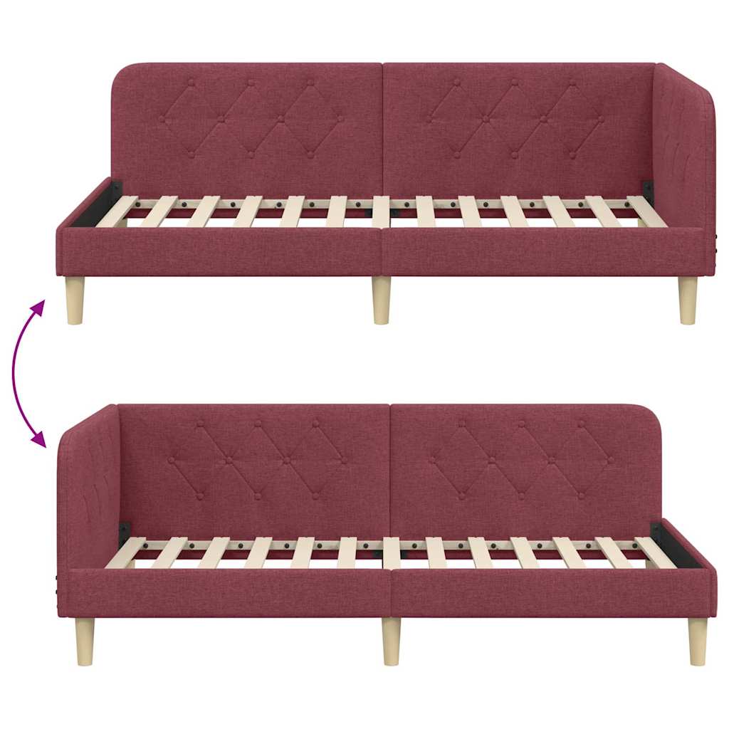 Kutni okvir kreveta Vinska crvena 90 x 200 cm tkanina