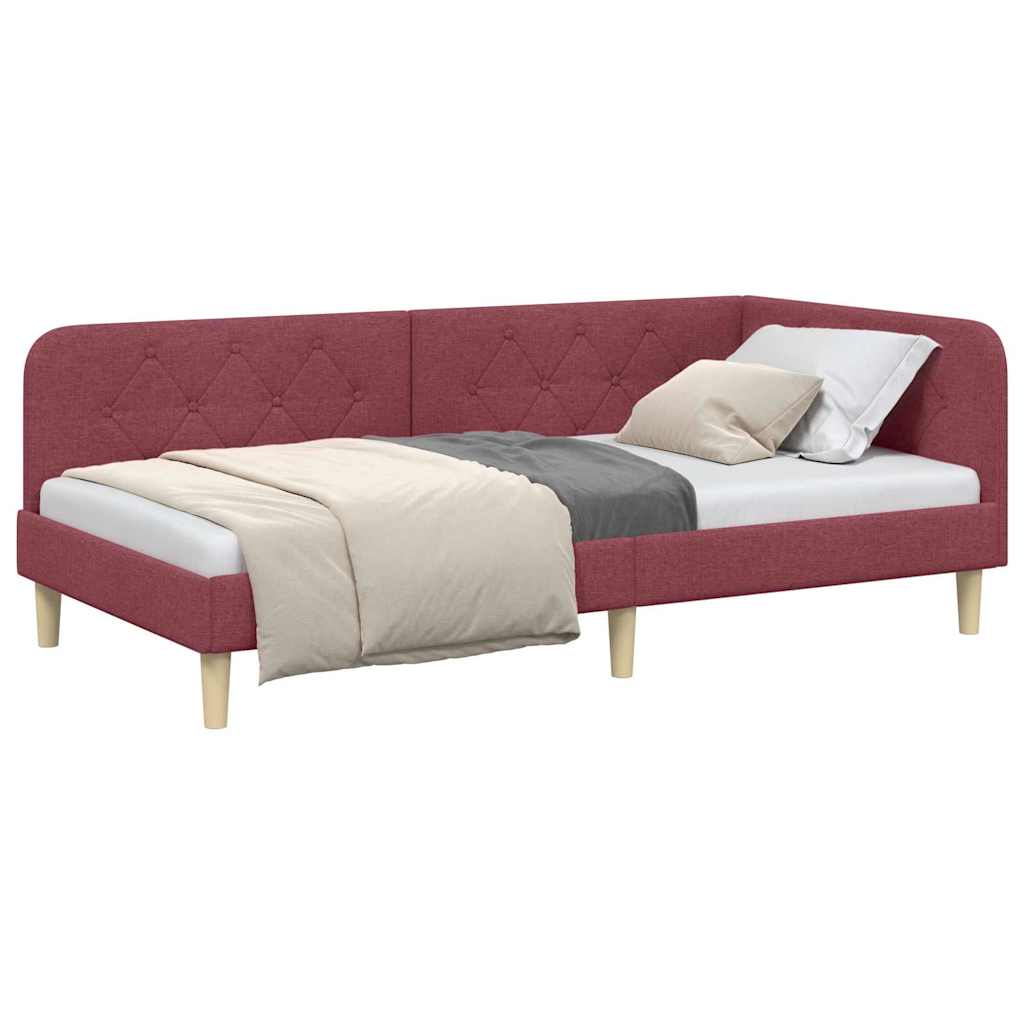 Kutni okvir kreveta Vinska crvena 90 x 200 cm tkanina