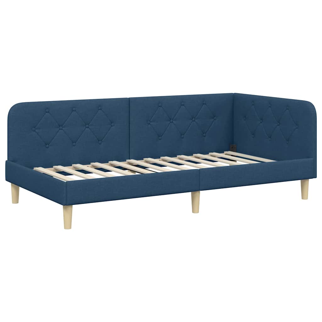 Kutni okvir kreveta Plava 90 x 200 cm tkanina
