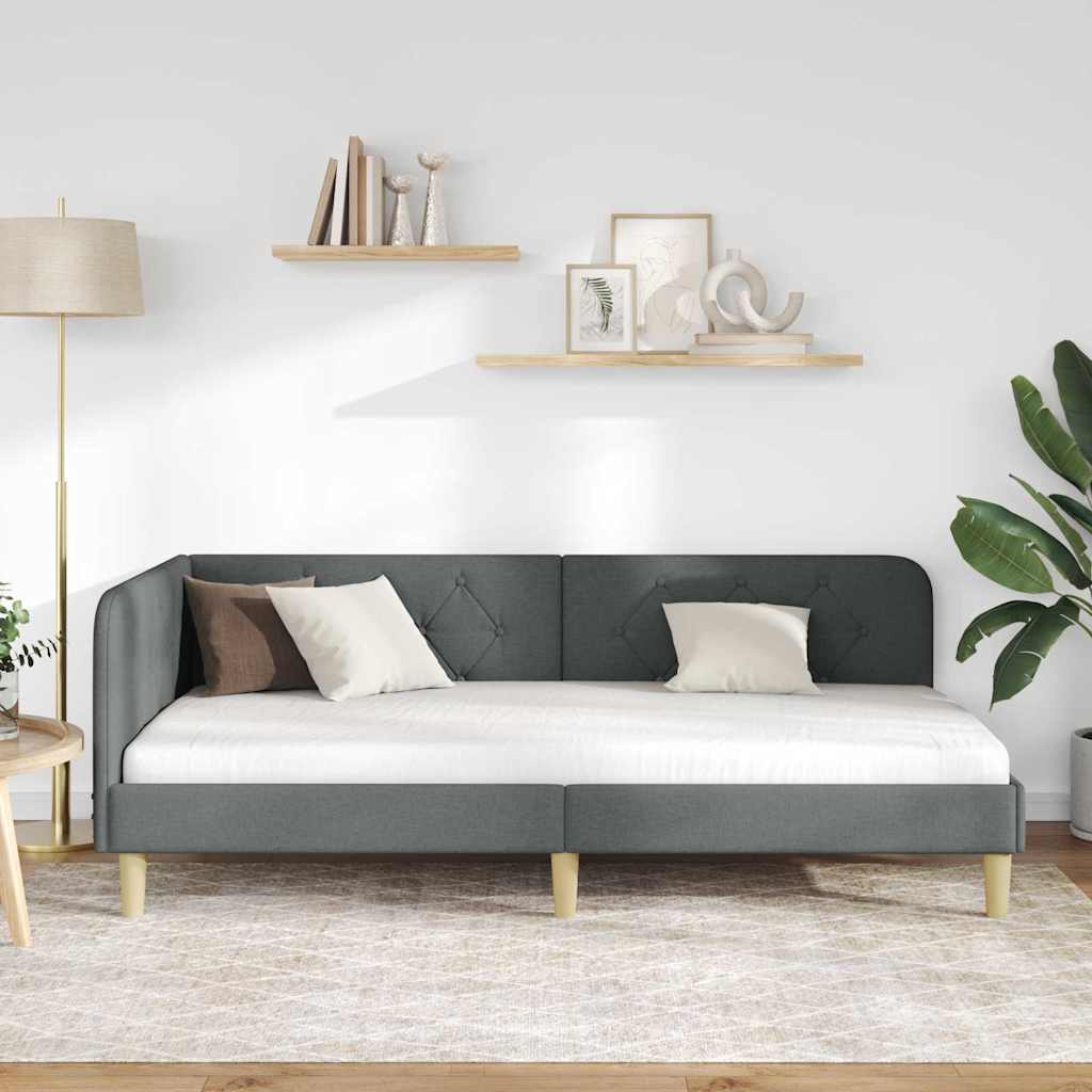 Kutni okvir kreveta Tamno siva 100 x 200 cm tkanina
