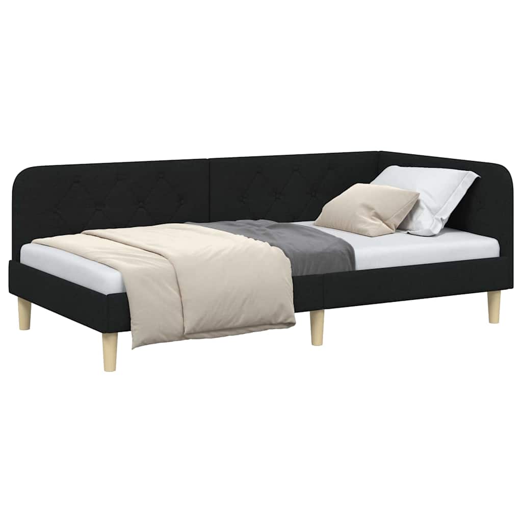 Kutni okvir kreveta Crna 100 x 200 cm tkanina