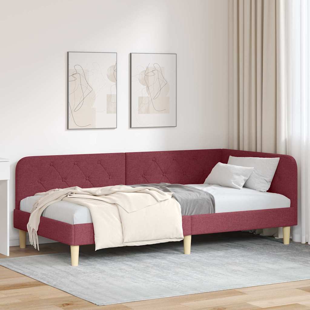 Kutni okvir kreveta Vinska crvena 100 x 200 cm tkanina