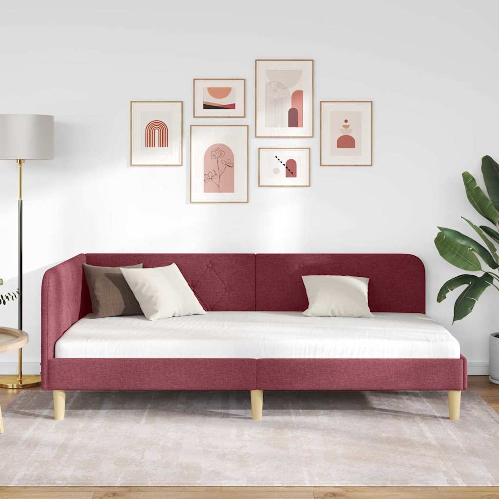 Kutni okvir kreveta Vinska crvena 100 x 200 cm tkanina