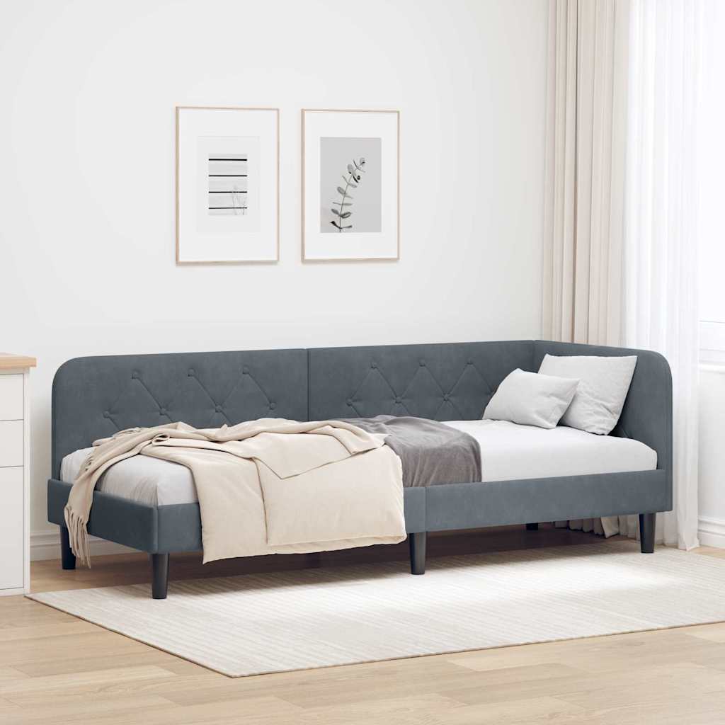 Kutni okvir kreveta Tamno siva 80 x 200 cm Baršun