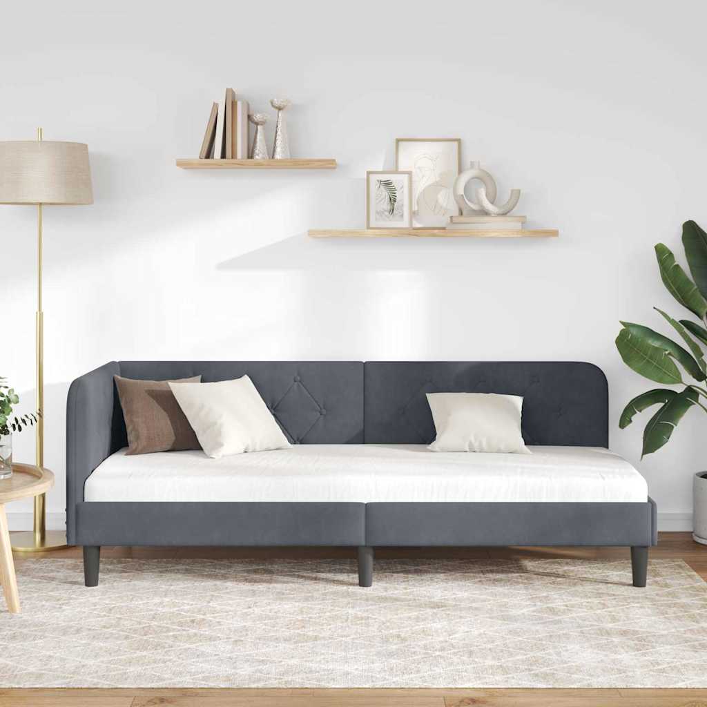Kutni okvir kreveta Tamno siva 80 x 200 cm Baršun