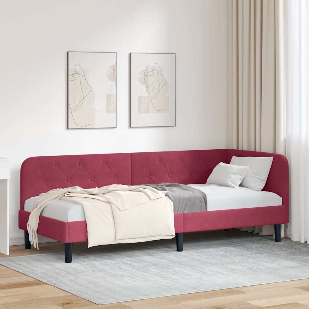 Kutni okvir kreveta Vinska crvena 80 x 200 cm Baršun