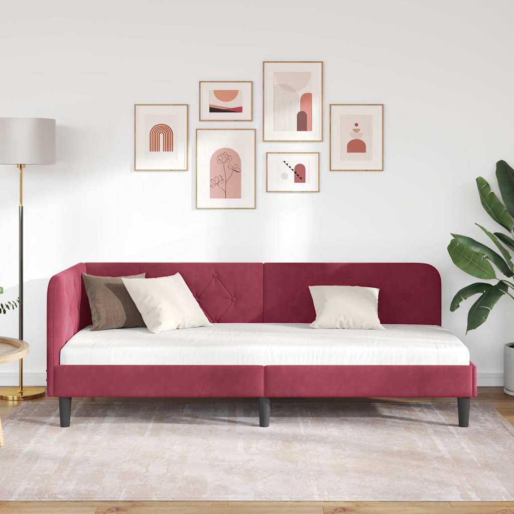 Kutni okvir kreveta Vinska crvena 80 x 200 cm Baršun