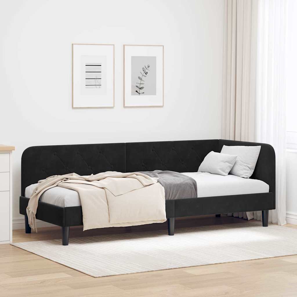 Kutni okvir kreveta Crna 80 x 200 cm Baršun