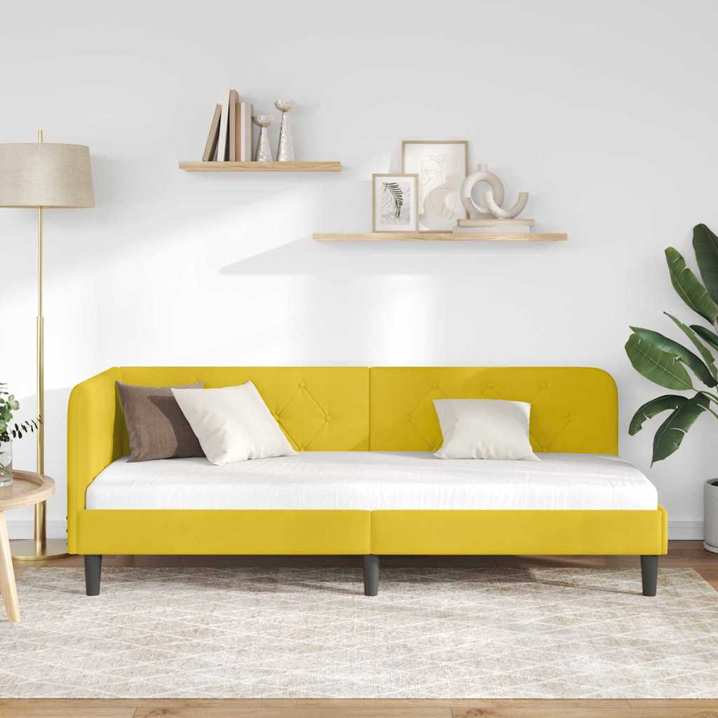 Kutni okvir kreveta Žuta 80 x 200 cm Baršun