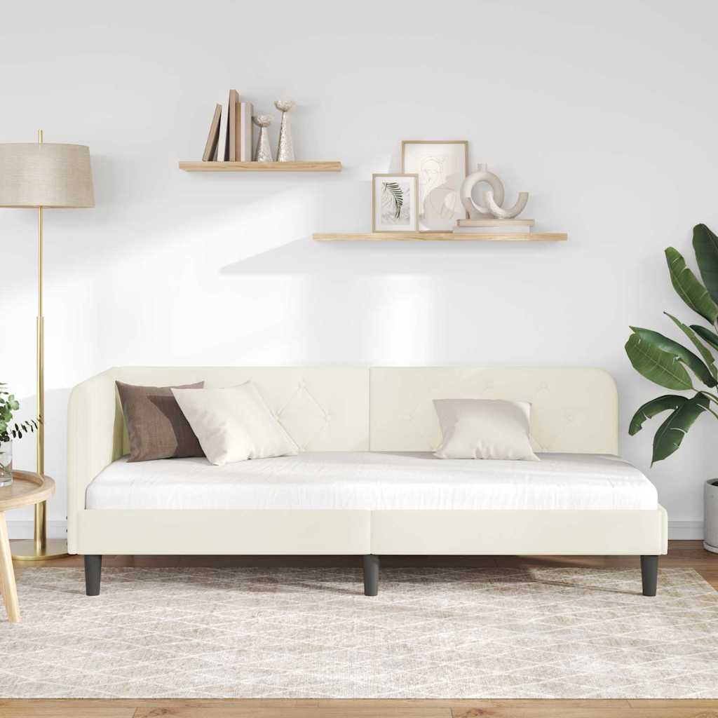 Kutni okvir kreveta Krema 80 x 200 cm Baršun
