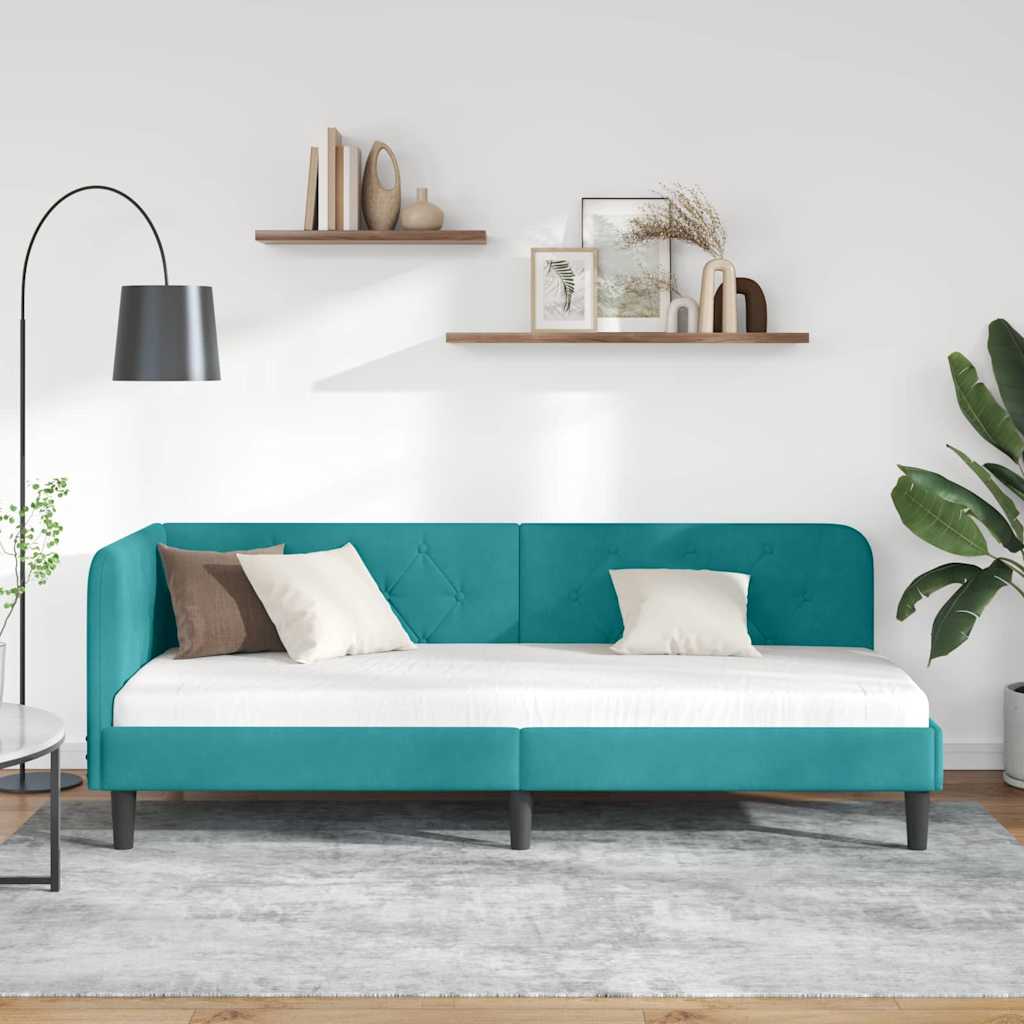 Kutni okvir kreveta Tirkizna 80 x 200 cm Baršun