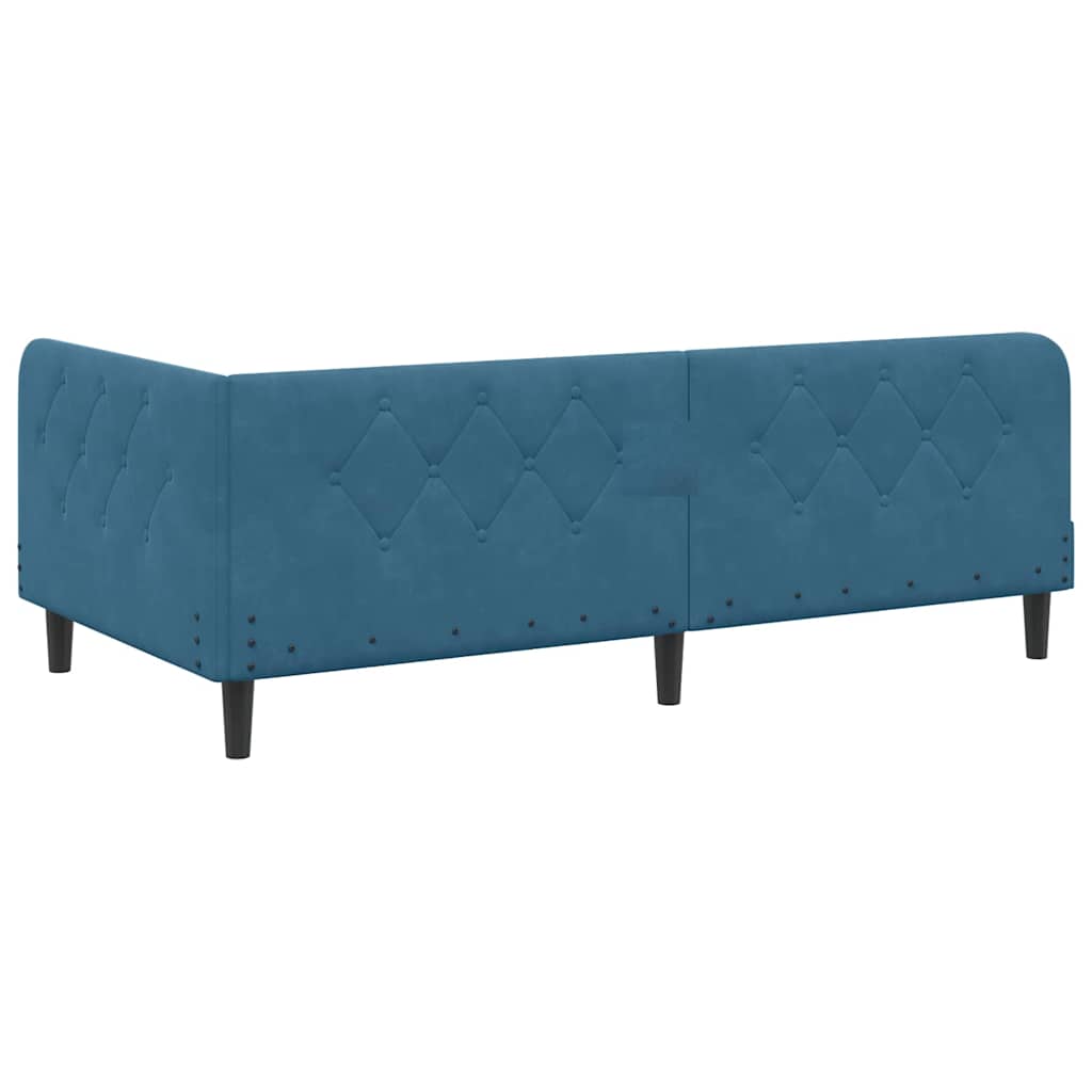 Kutni okvir kreveta Plava 90 x 190 cm Baršun