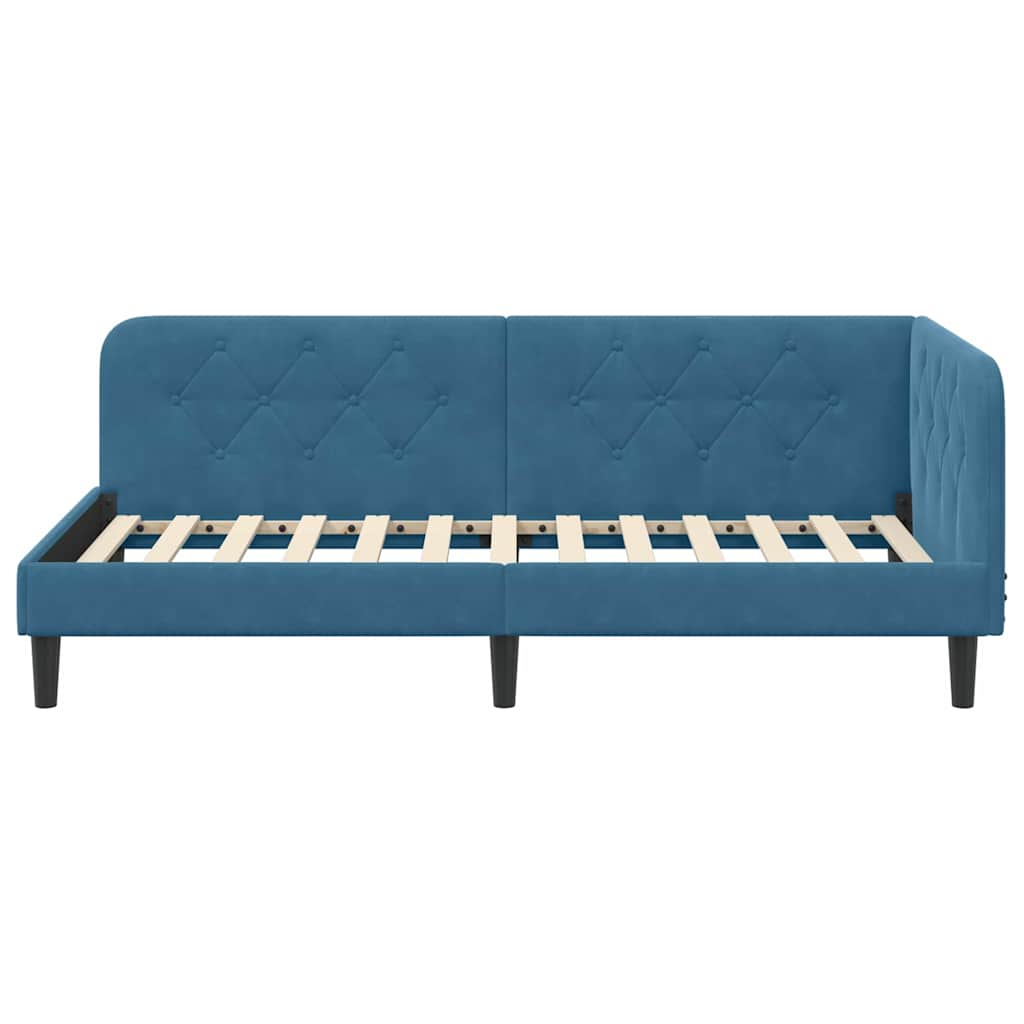 Kutni okvir kreveta Plava 90 x 190 cm Baršun
